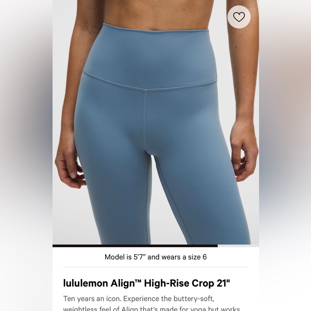 Lululemon steel Blue Align high rise crop size 8 like new